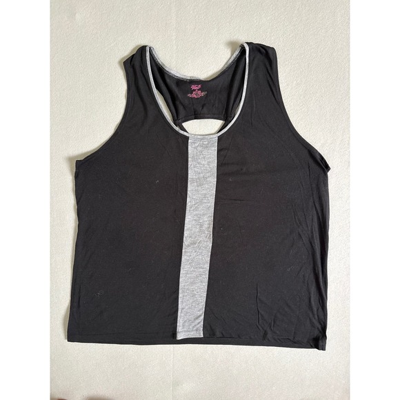 Zone Pro Tops - 3X Tank Top Black Gray Strappy Racerback Activewear JK3942-CAV
